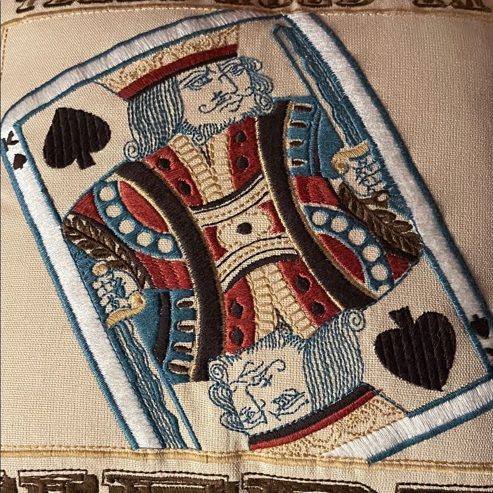 Pottery Barn Embroidered Texas Hold 'Em Decorative Pillow - King of Spades - Picture 4 of 6